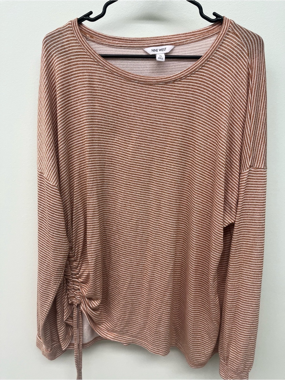 Nine West Rust and Cream Striped Long-Sleeve Top